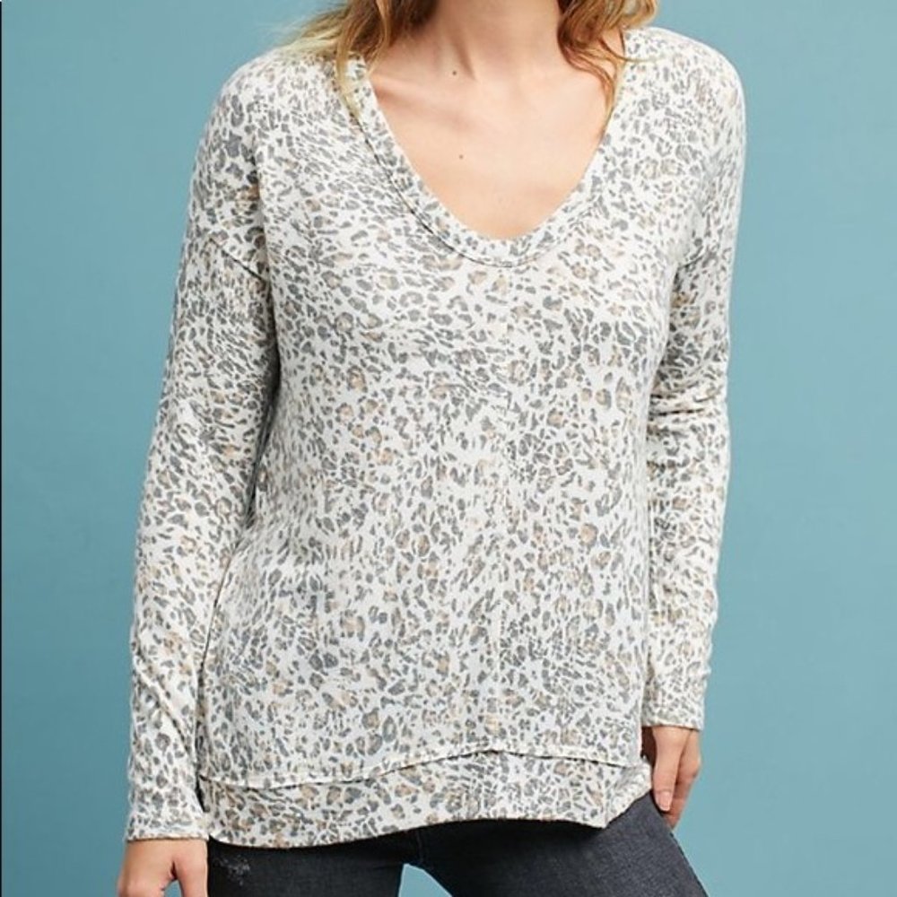 MICHAEL STARS for Anthropologie Leopard Brushed Fleece Sz M